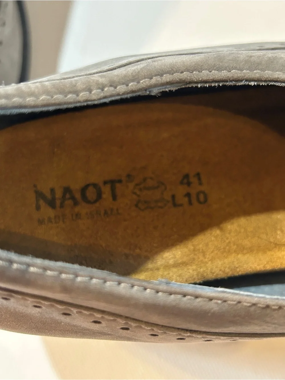 NAOT Gray Nubuck Leather Oxford Heels Tweed Lace-Up Comfort Shoes Women’s EU 41
